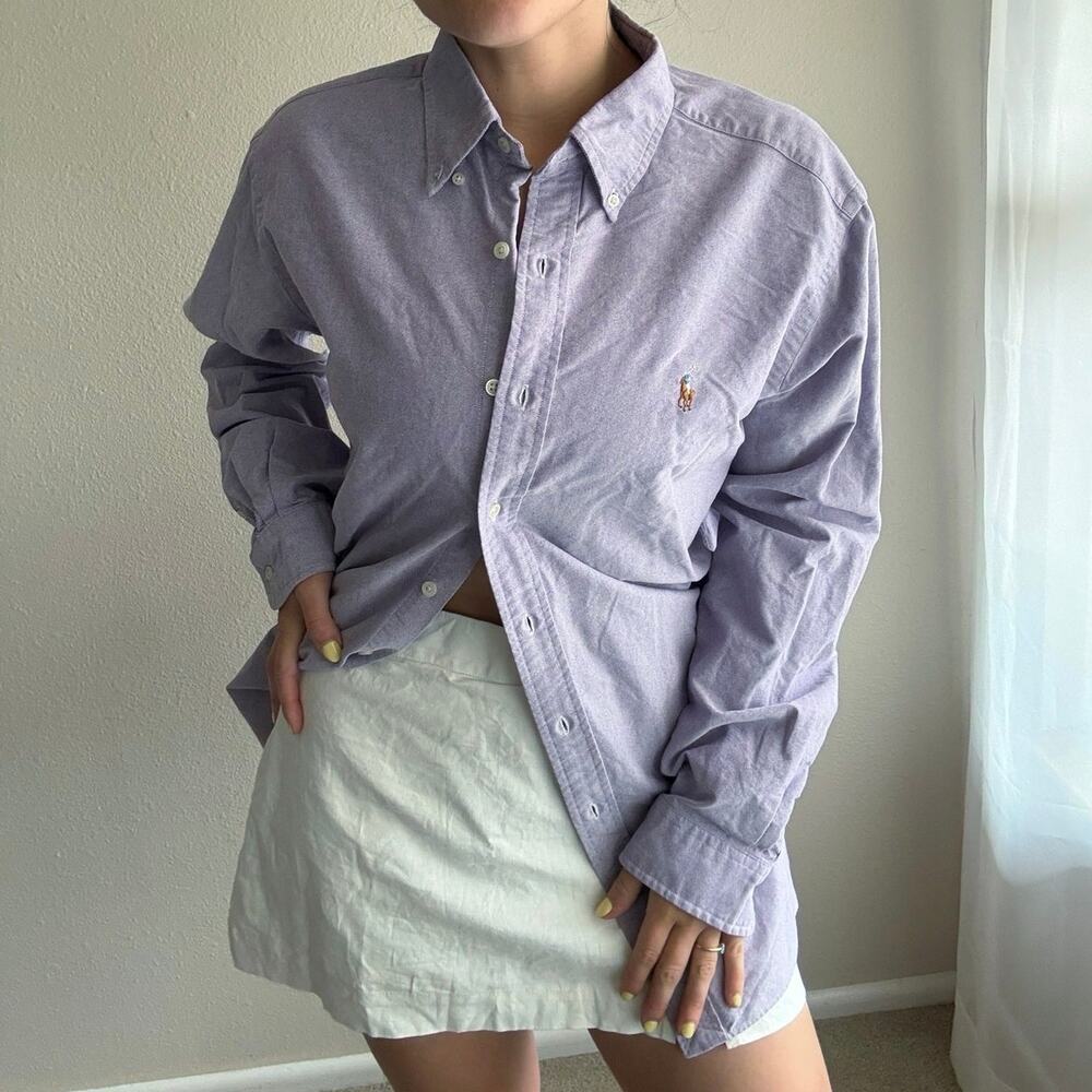 Ralph Lauren Purple Button Up collegiate resort vacation preppy coastal summer